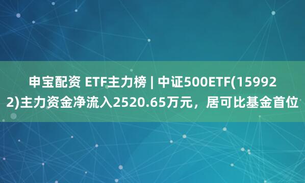 申宝配资 ETF主力榜 | 中证500ETF(159922)主力资金净流入2520.65万元，居可比基金首位