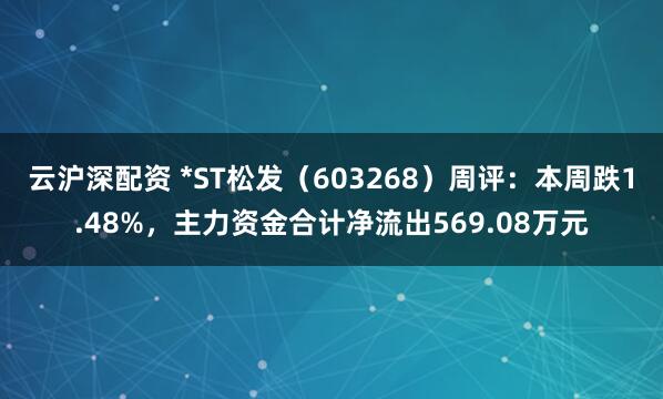 云沪深配资 *ST松发（603268）周评：本周跌1.48%，主力资金合计净流出569.08万元