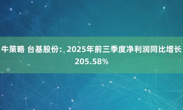 牛策略 台基股份：2025年前三季度净利润同比增长205.58%
